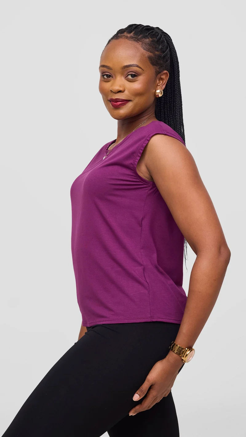 Vivo Jersey Drop Shoulder Top - Dark Purple