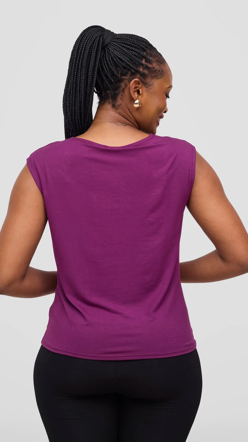 Vivo Jersey Drop Shoulder Top - Dark Purple