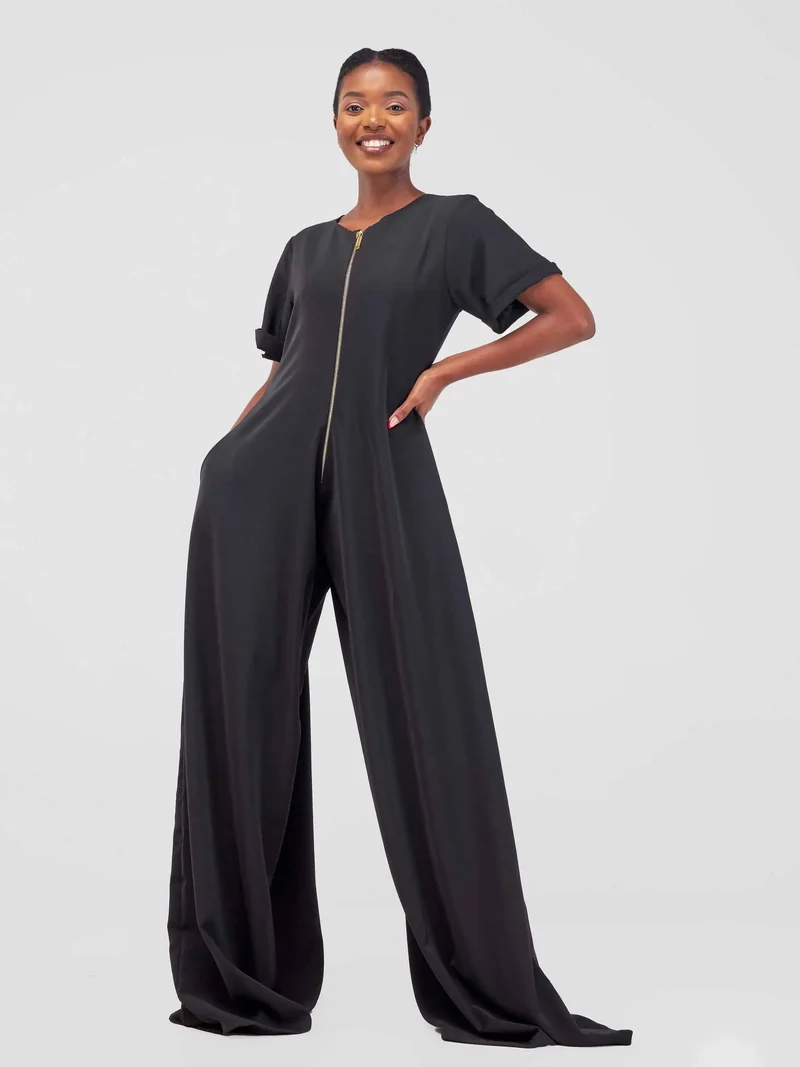 African Yuva Cham Jumpsuit - Black