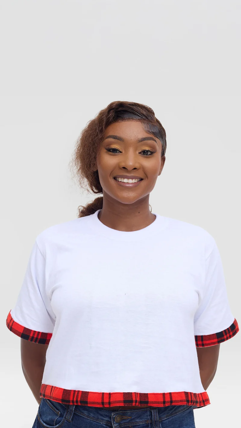 Princess Affair Crop Tshirt with Maasai Detail - White