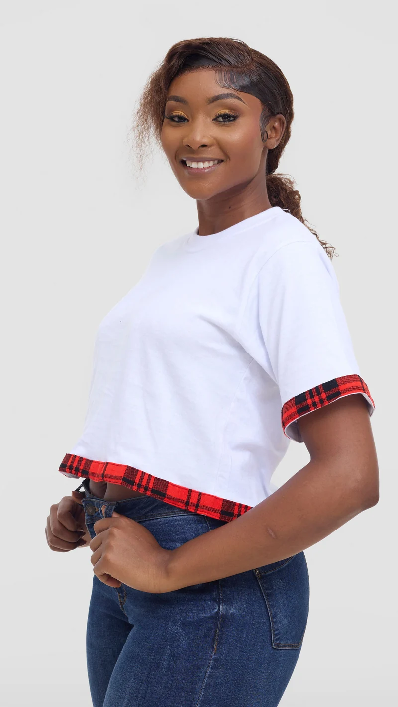 Princess Affair Crop Tshirt with Maasai Detail - White