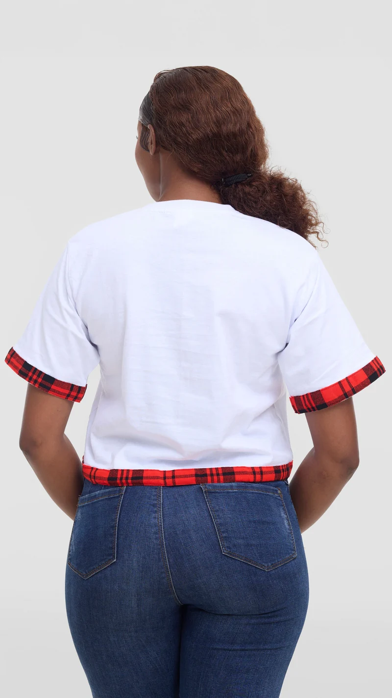 Princess Affair Crop Tshirt with Maasai Detail - White