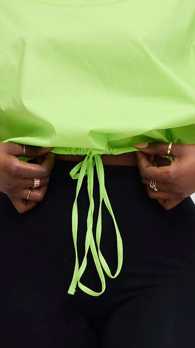 Vivo Lulu Drawstring Top in Cotton - Lime