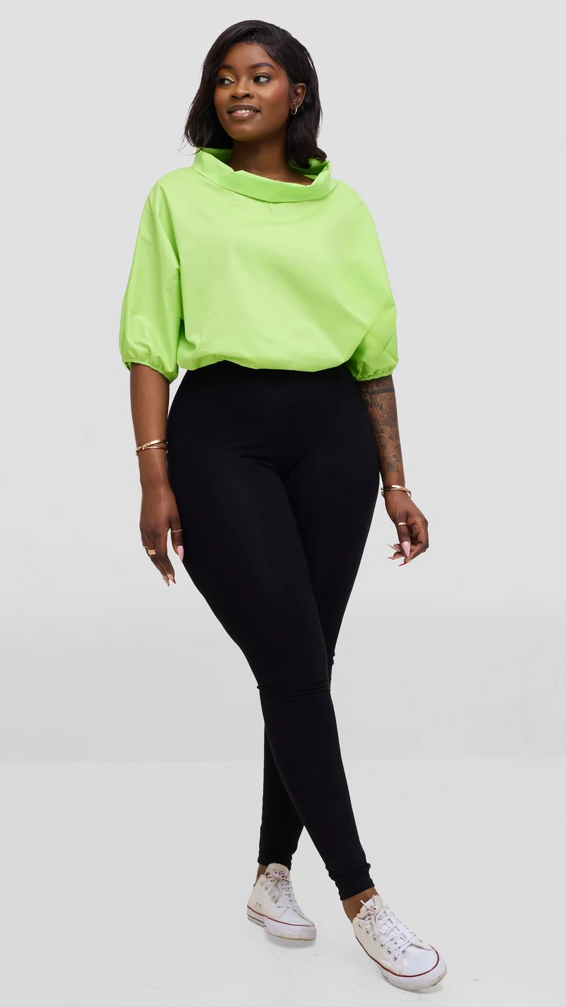 Vivo Lulu Drawstring Top in Cotton - Lime