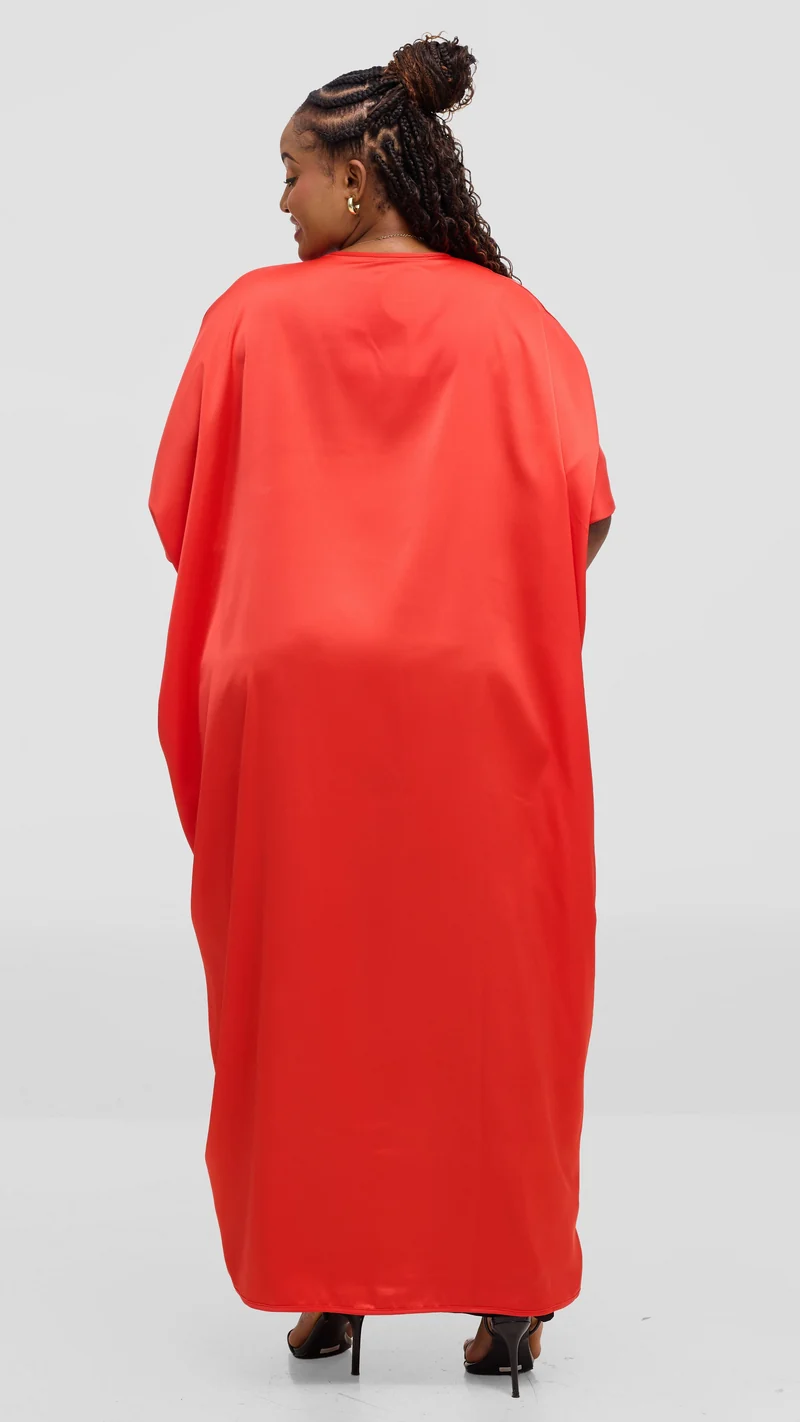 Vivo Essi Front Slit Maxi Top In Satin - Orange