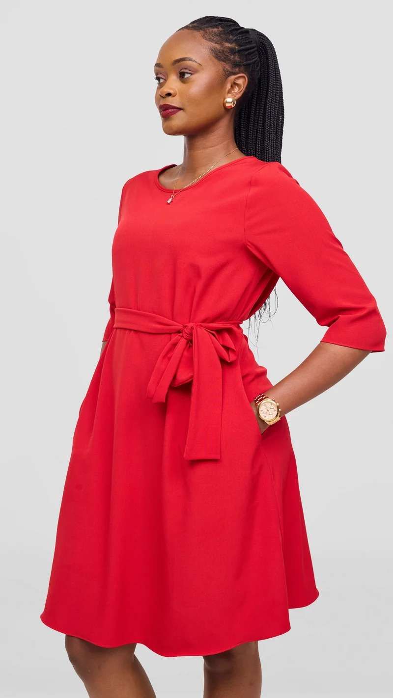 Vivo Laika 3/4 Sleeve Tent Dress - Red
