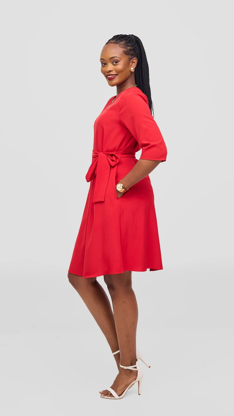 Vivo Laika 3/4 Sleeve Tent Dress - Red