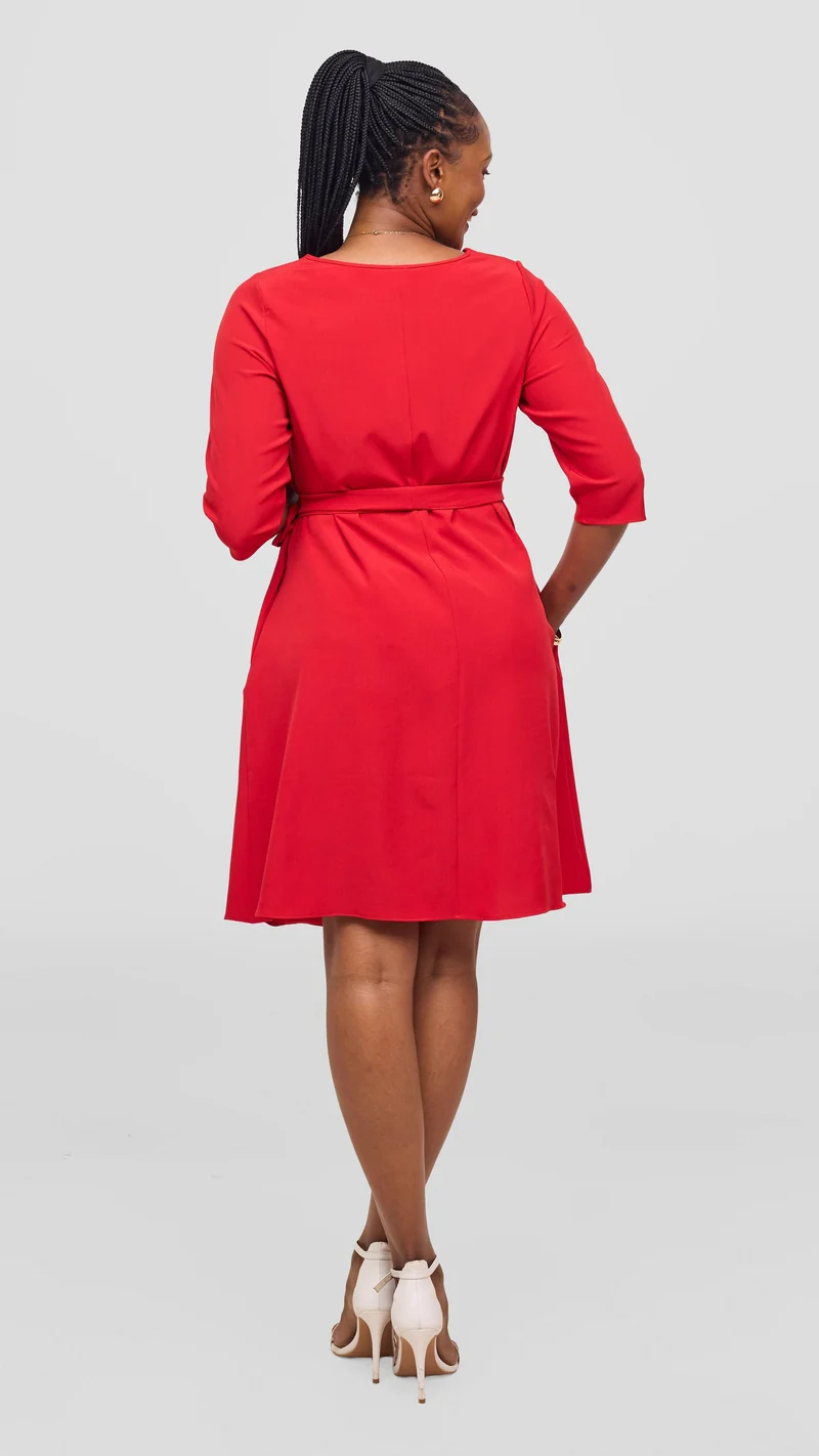 Vivo Laika 3/4 Sleeve Tent Dress - Red