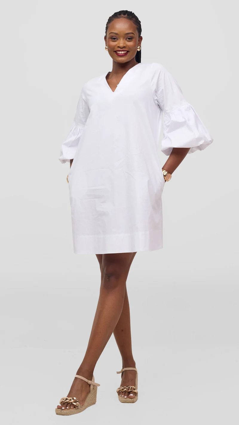Vivo Lulu Cotton Tent Mini Dress in Cotton - White
