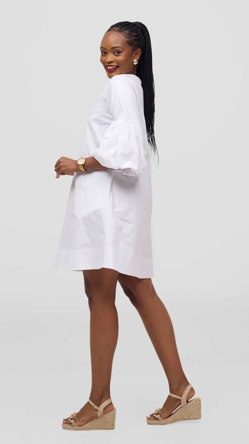 Vivo Lulu Cotton Tent Mini Dress in Cotton - White