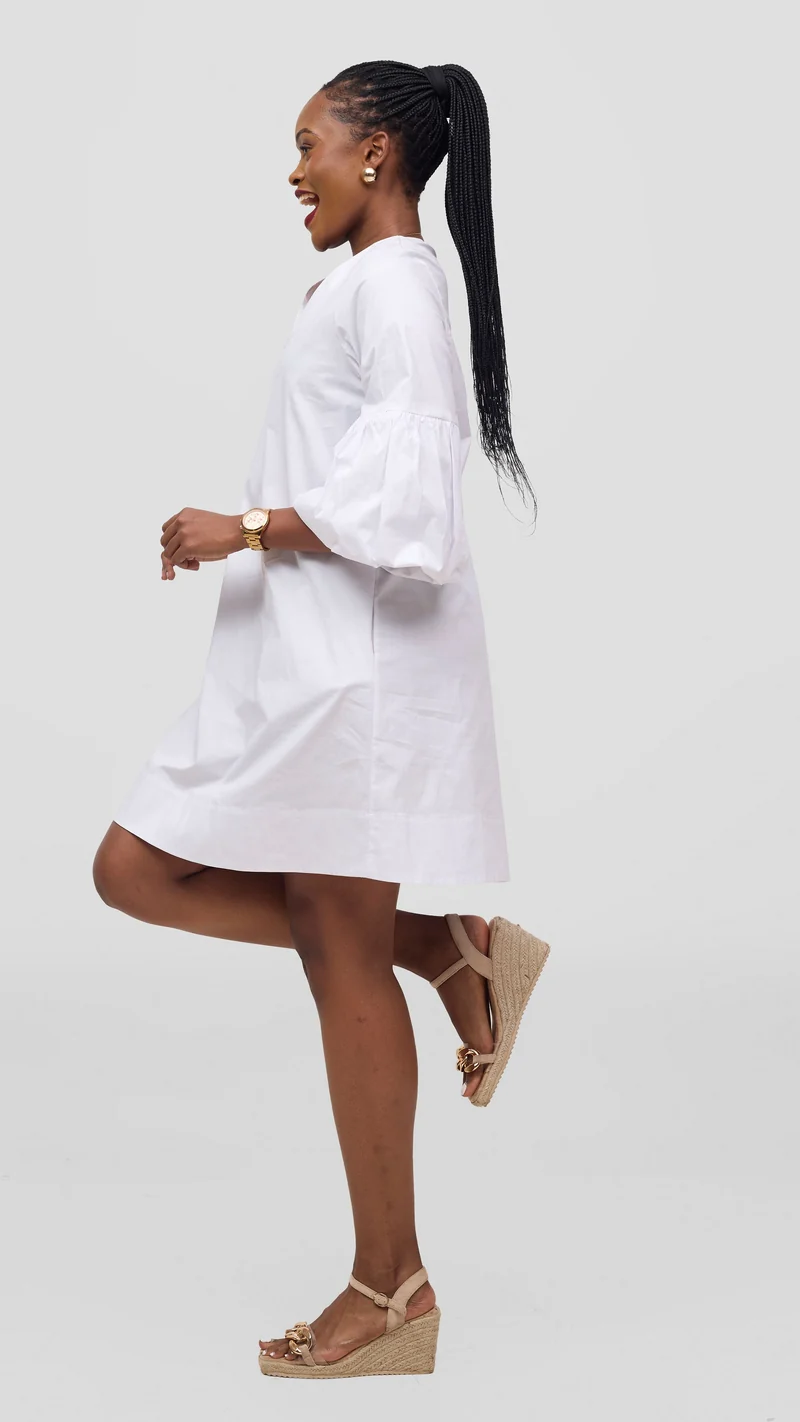 Vivo Lulu Cotton Tent Mini Dress in Cotton - White