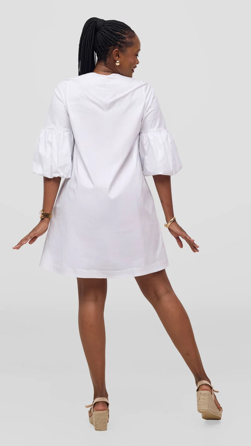 Vivo Lulu Cotton Tent Mini Dress in Cotton - White