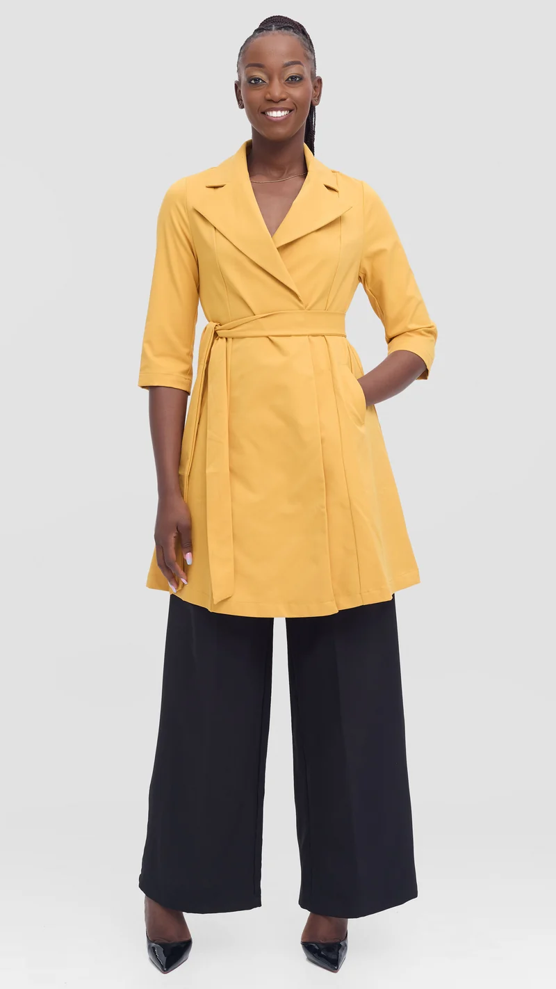 Vivo Aleri Trench Coat Dress - Mustard