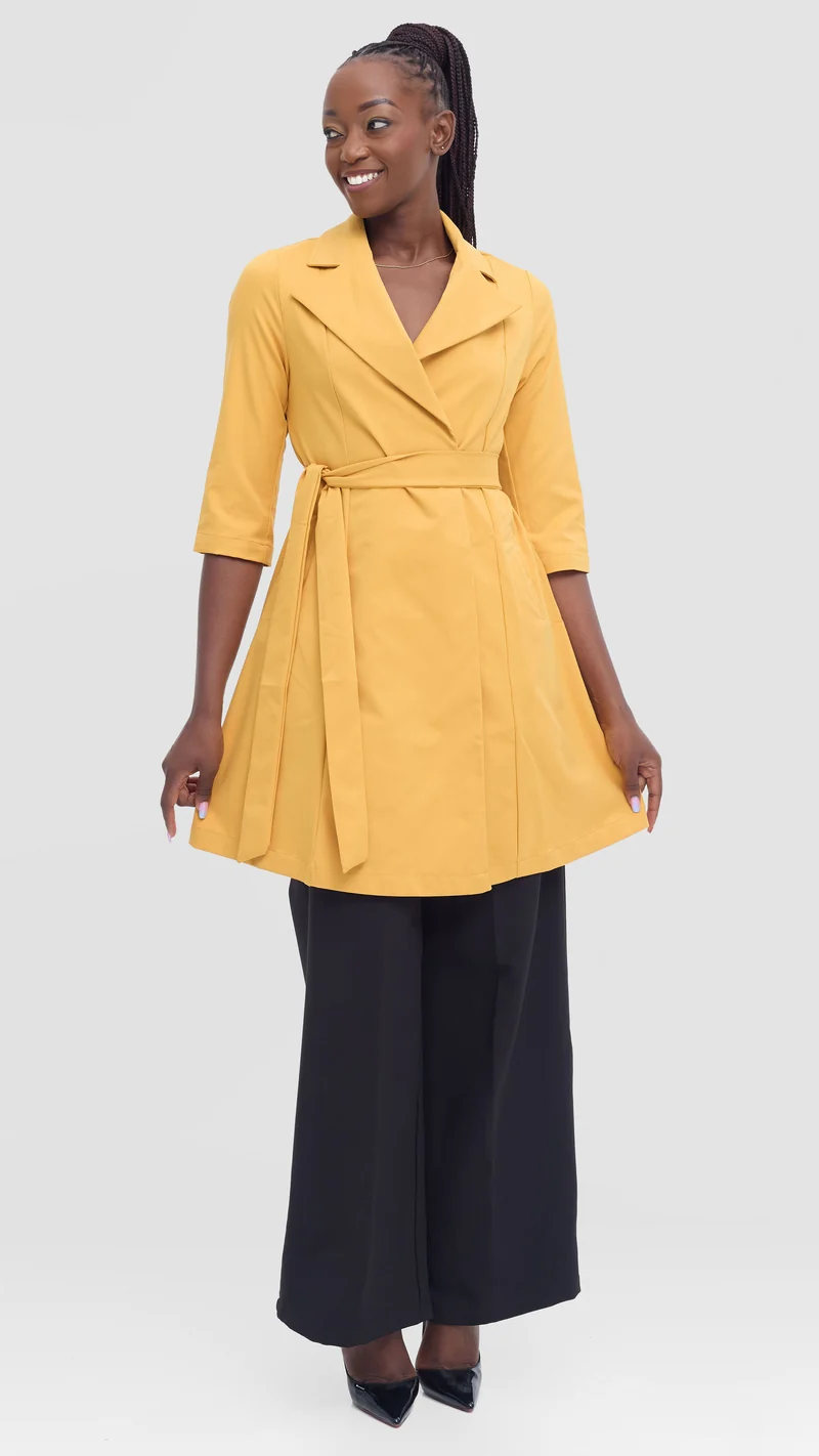 Vivo Aleri Trench Coat Dress - Mustard