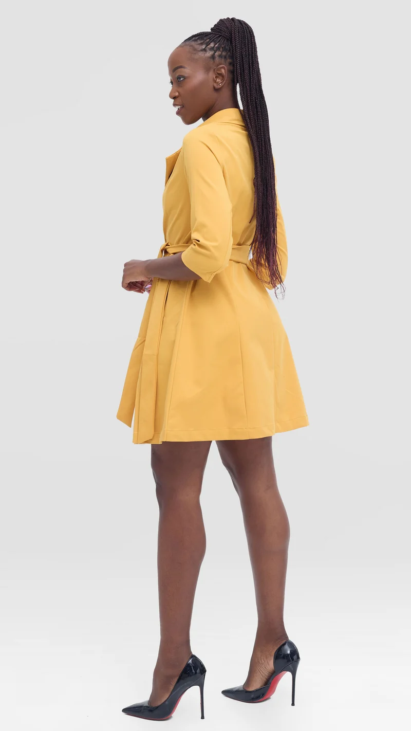 Vivo Aleri Trench Coat Dress - Mustard
