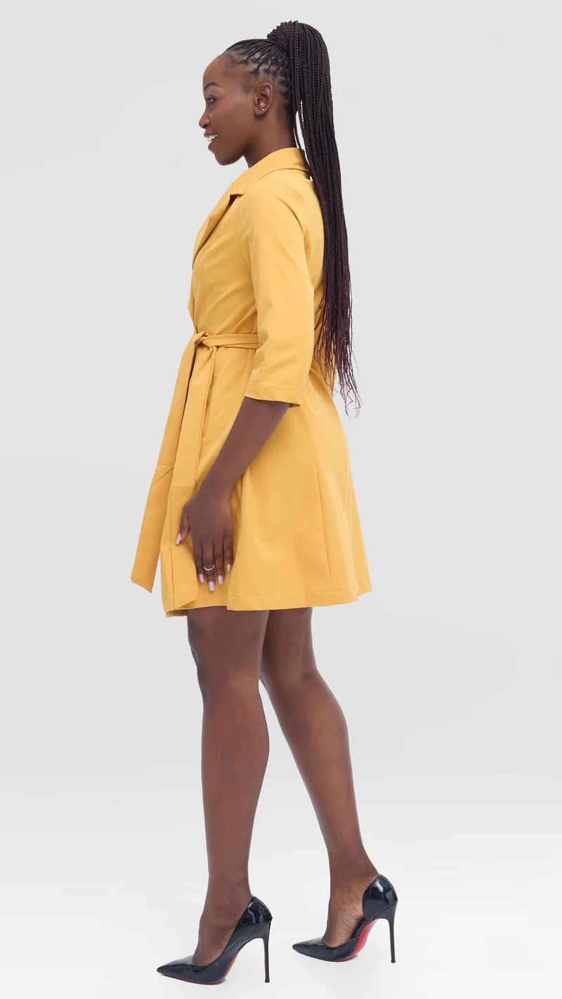 Vivo Aleri Trench Coat Dress - Mustard