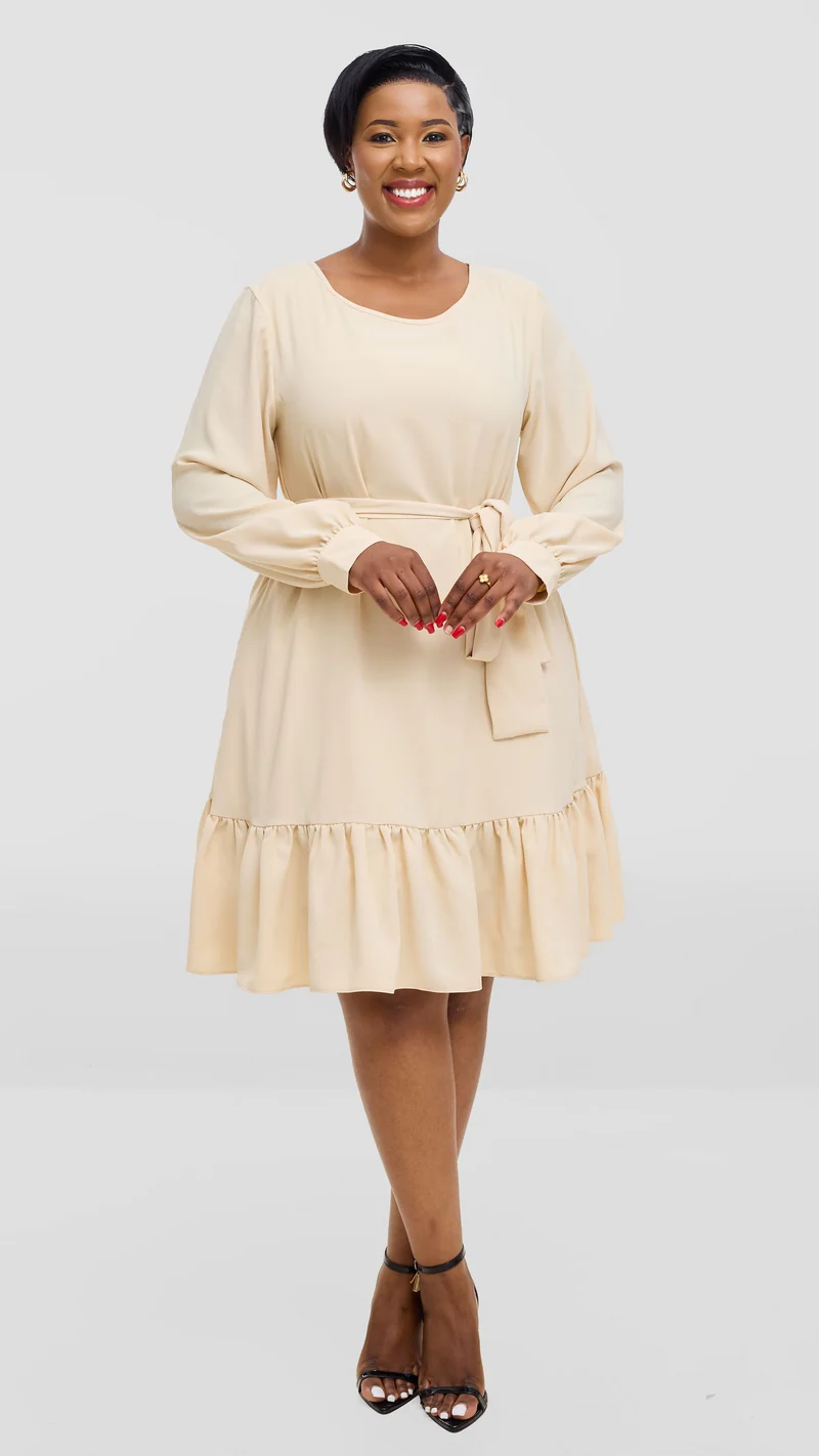 Vivo Serwa Tent Dress In Crepe - Buttermilk