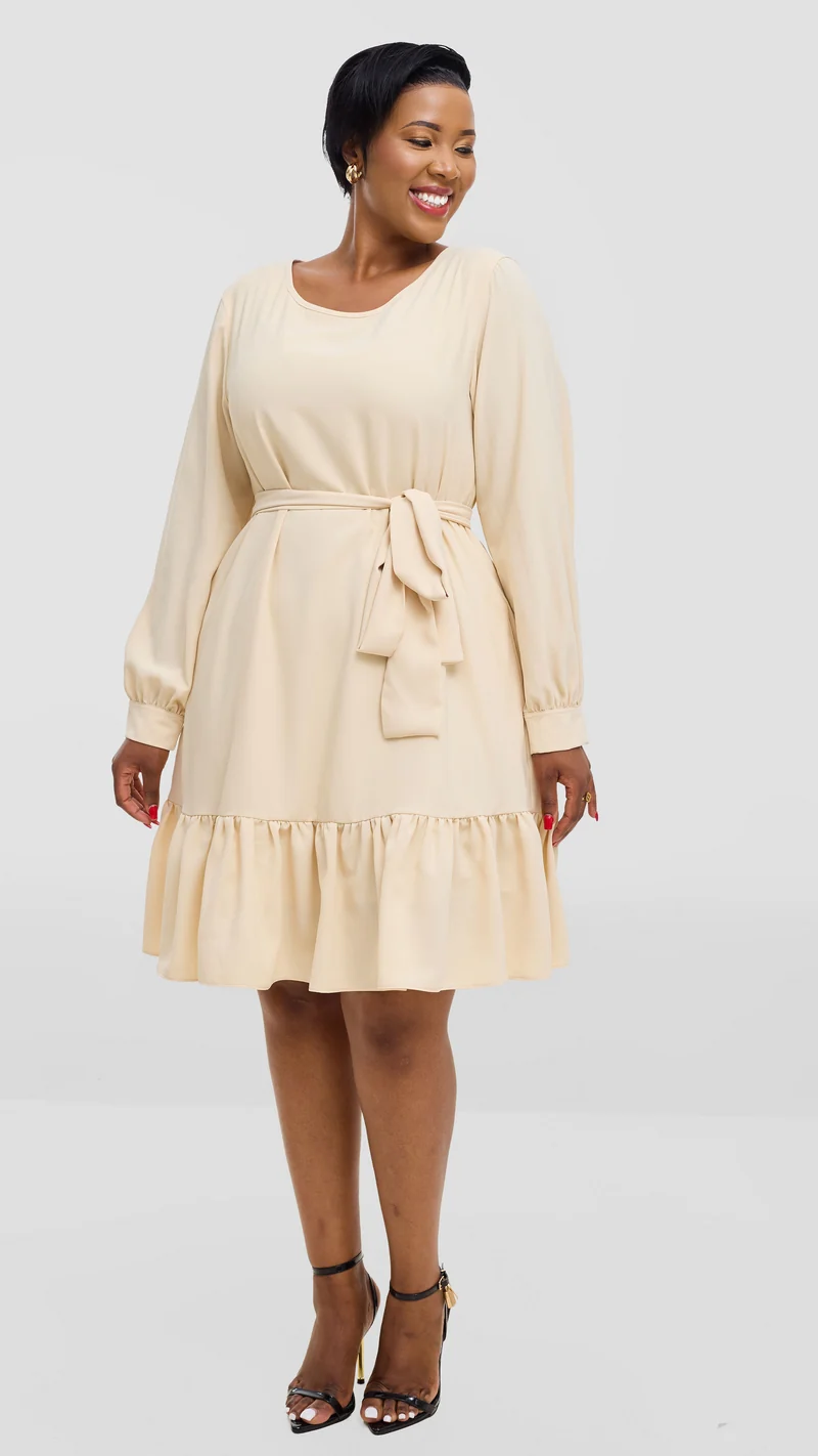 Vivo Serwa Tent Dress In Crepe - Buttermilk