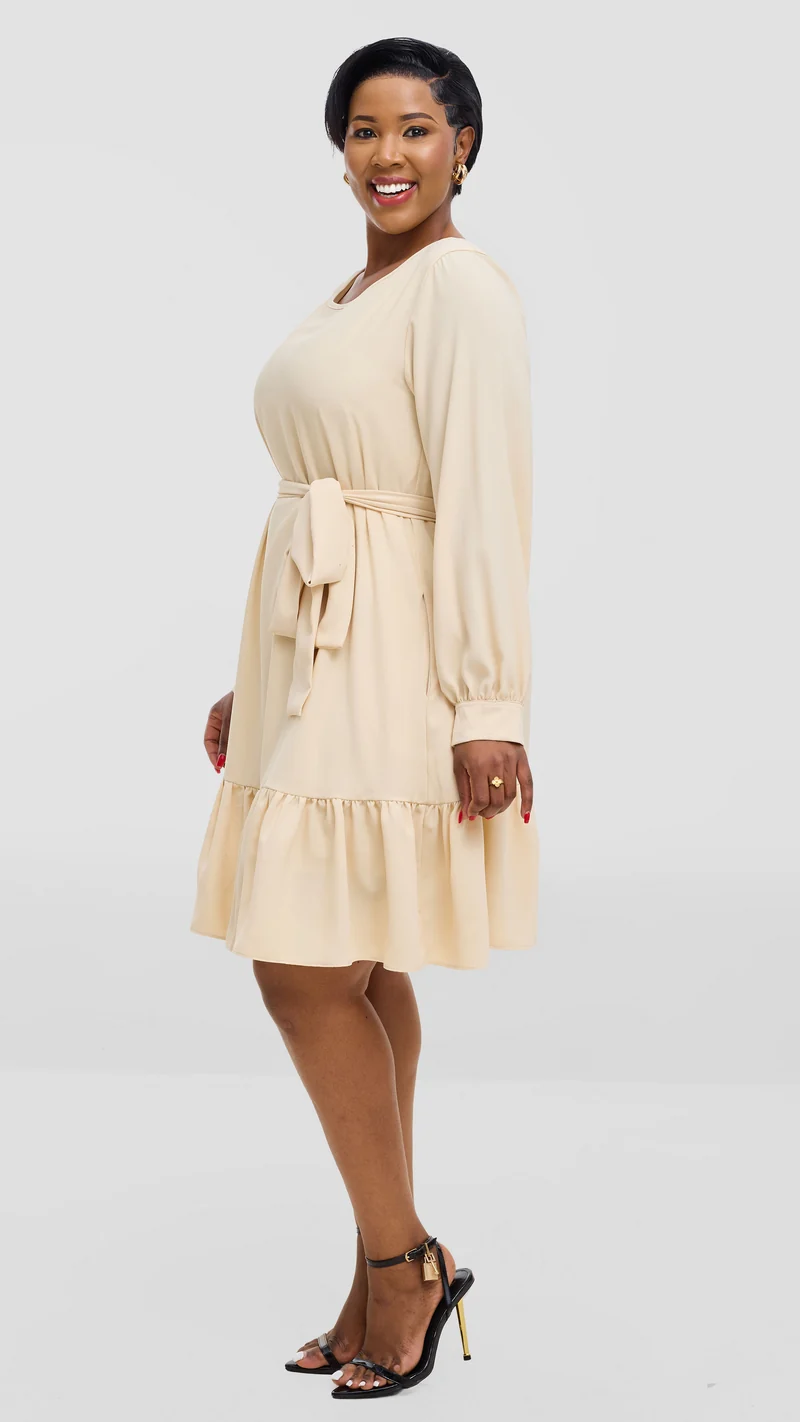 Vivo Serwa Tent Dress In Crepe - Buttermilk