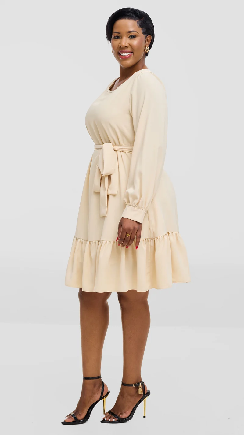 Vivo Serwa Tent Dress In Crepe - Buttermilk