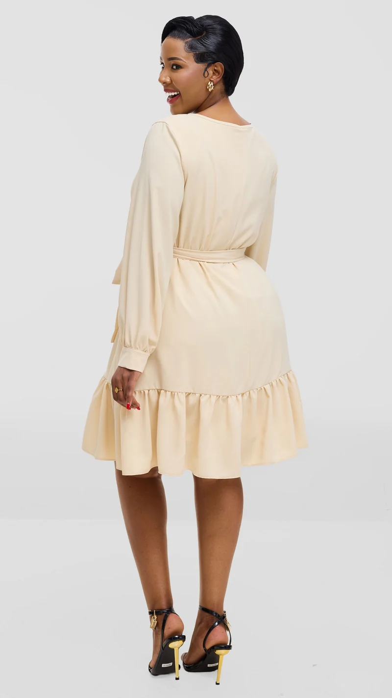 Vivo Serwa Tent Dress In Crepe - Buttermilk