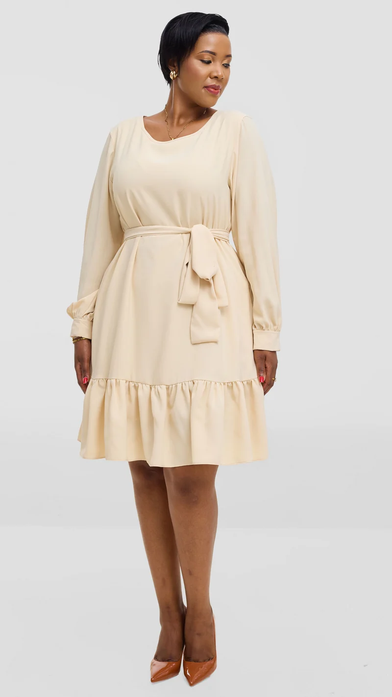 Vivo Serwa Tent Dress In Crepe - Buttermilk