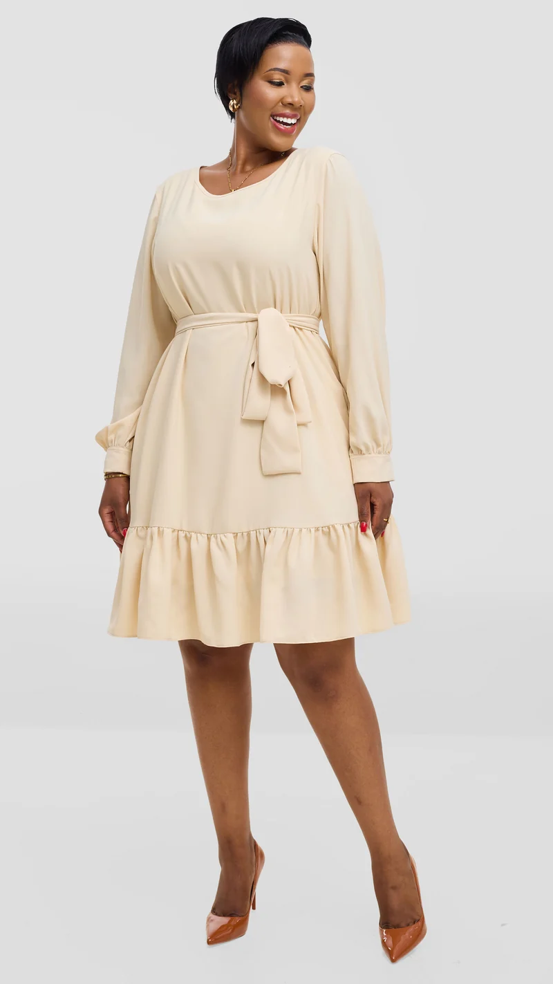 Vivo Serwa Tent Dress In Crepe - Buttermilk