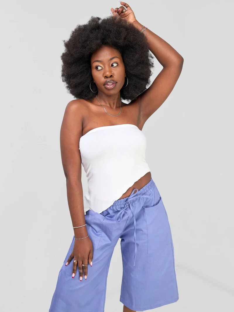 Zoya Banda Bandeau Asymmetrical Crop Top - White