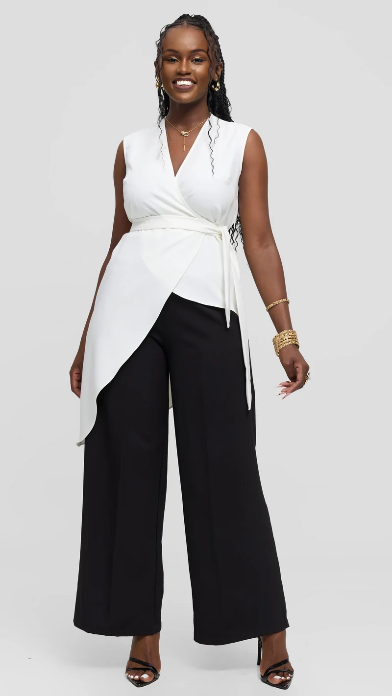 Vivo Wrap Top in Crepe - White