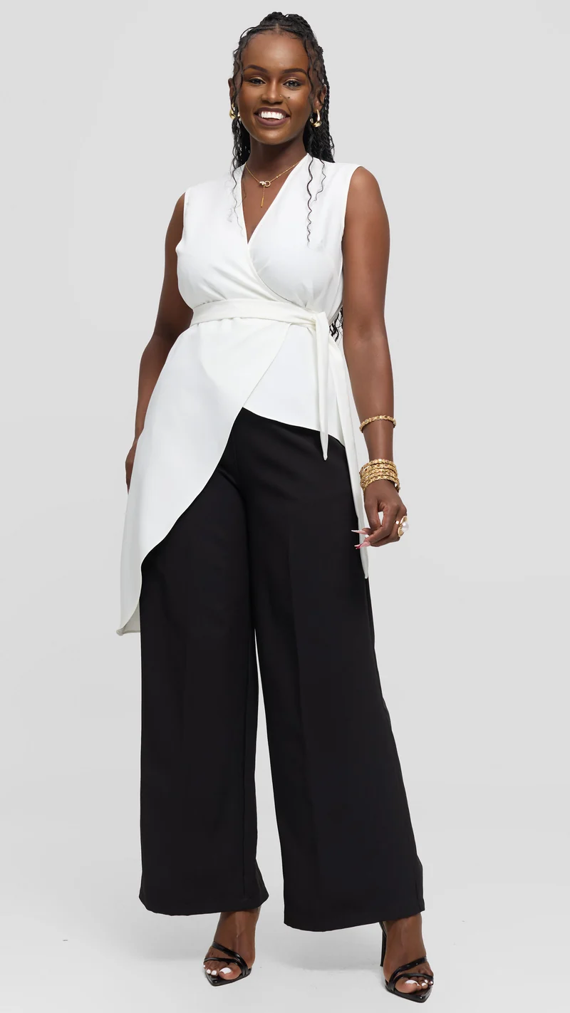 Vivo Wrap Top in Crepe - White