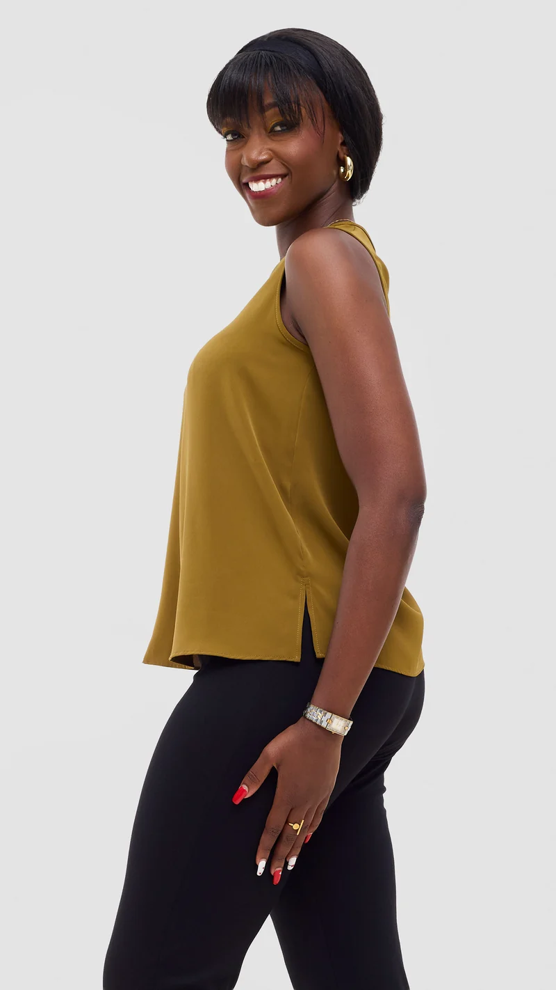 Vivo Talia Sleeveless Tank Top - Dark Olive