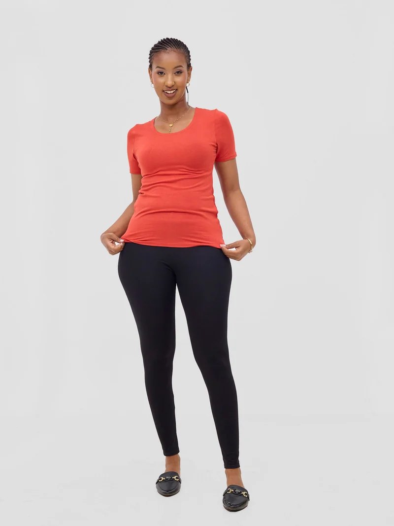 Vivo Basic Short Sleeve Top - Rust