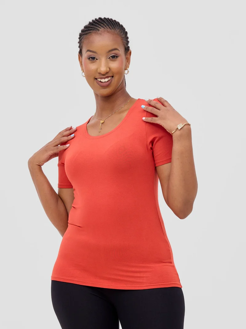 Vivo Basic Short Sleeve Top - Rust