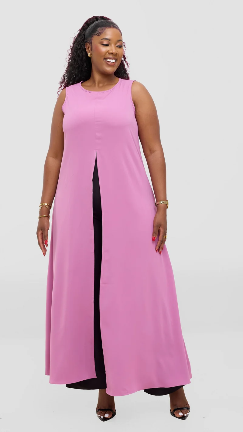 Vivo Talia Front Slit Maxi Top - Rose Pink