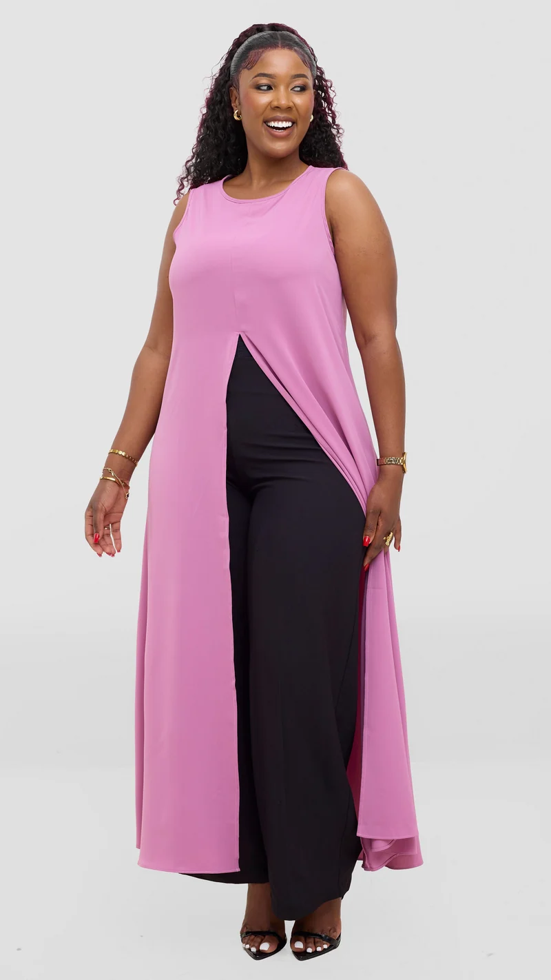 Vivo Talia Front Slit Maxi Top - Rose Pink