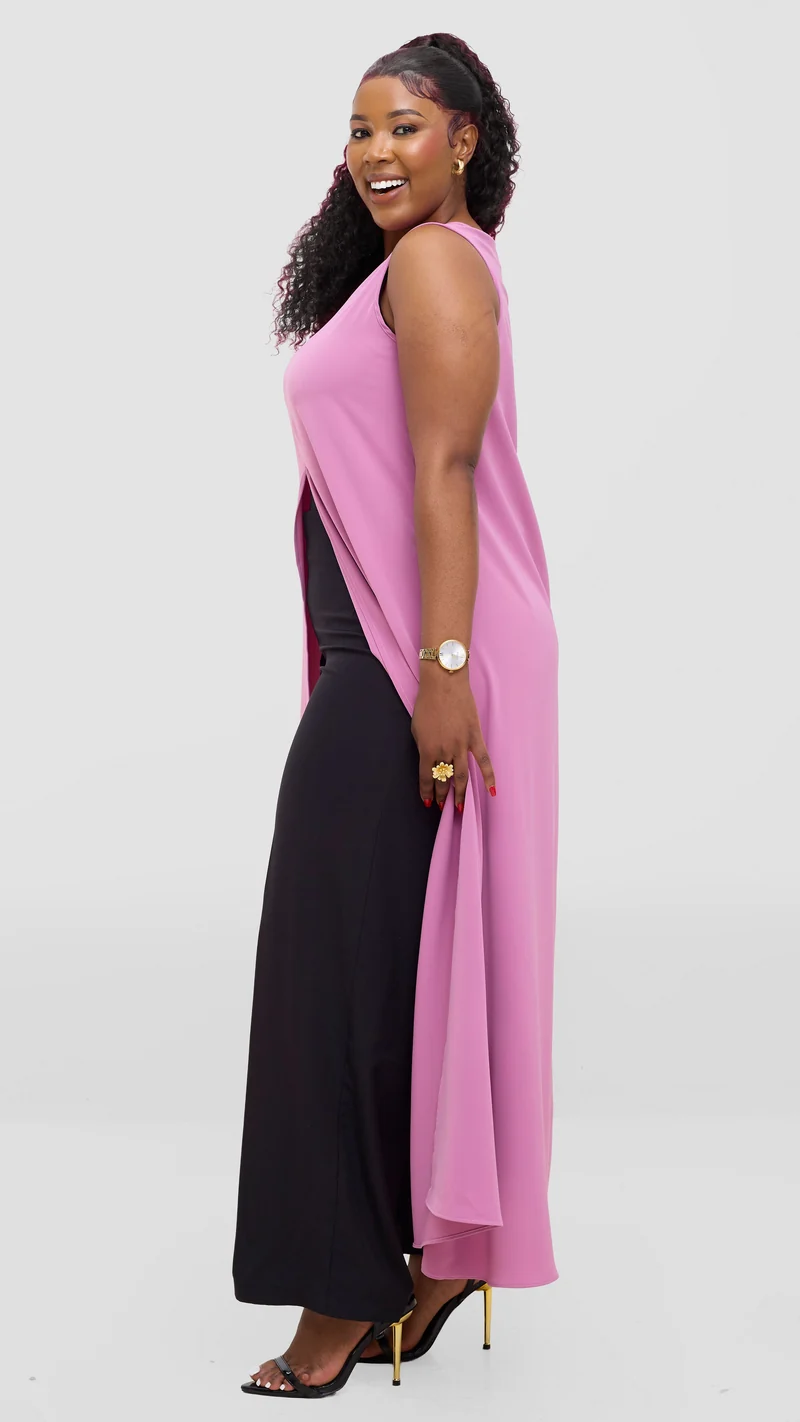 Vivo Talia Front Slit Maxi Top - Rose Pink