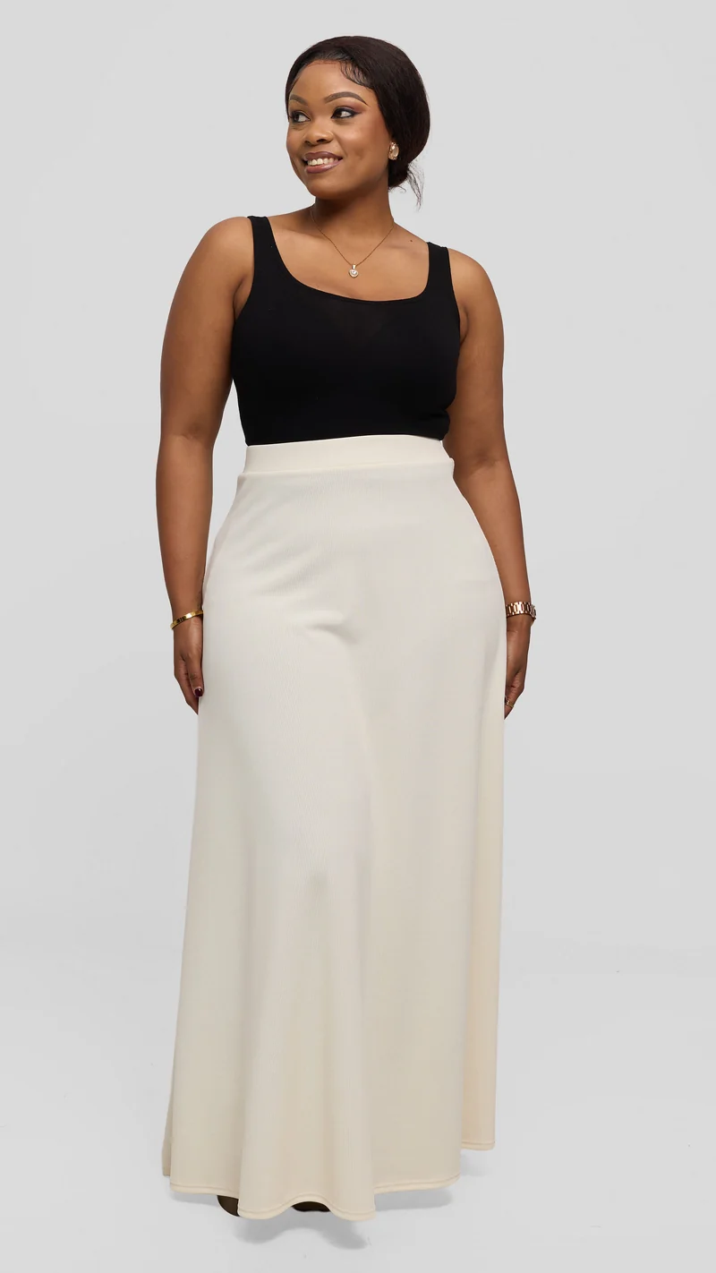 Vivo Tanda Maxi Skirt in Stretch Rib - Off White