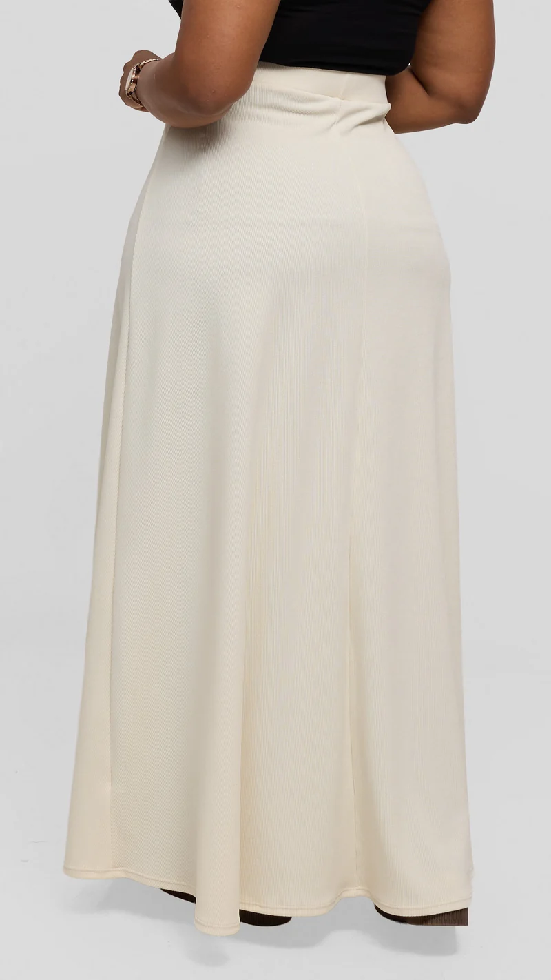 Vivo Tanda Maxi Skirt in Stretch Rib - Off White
