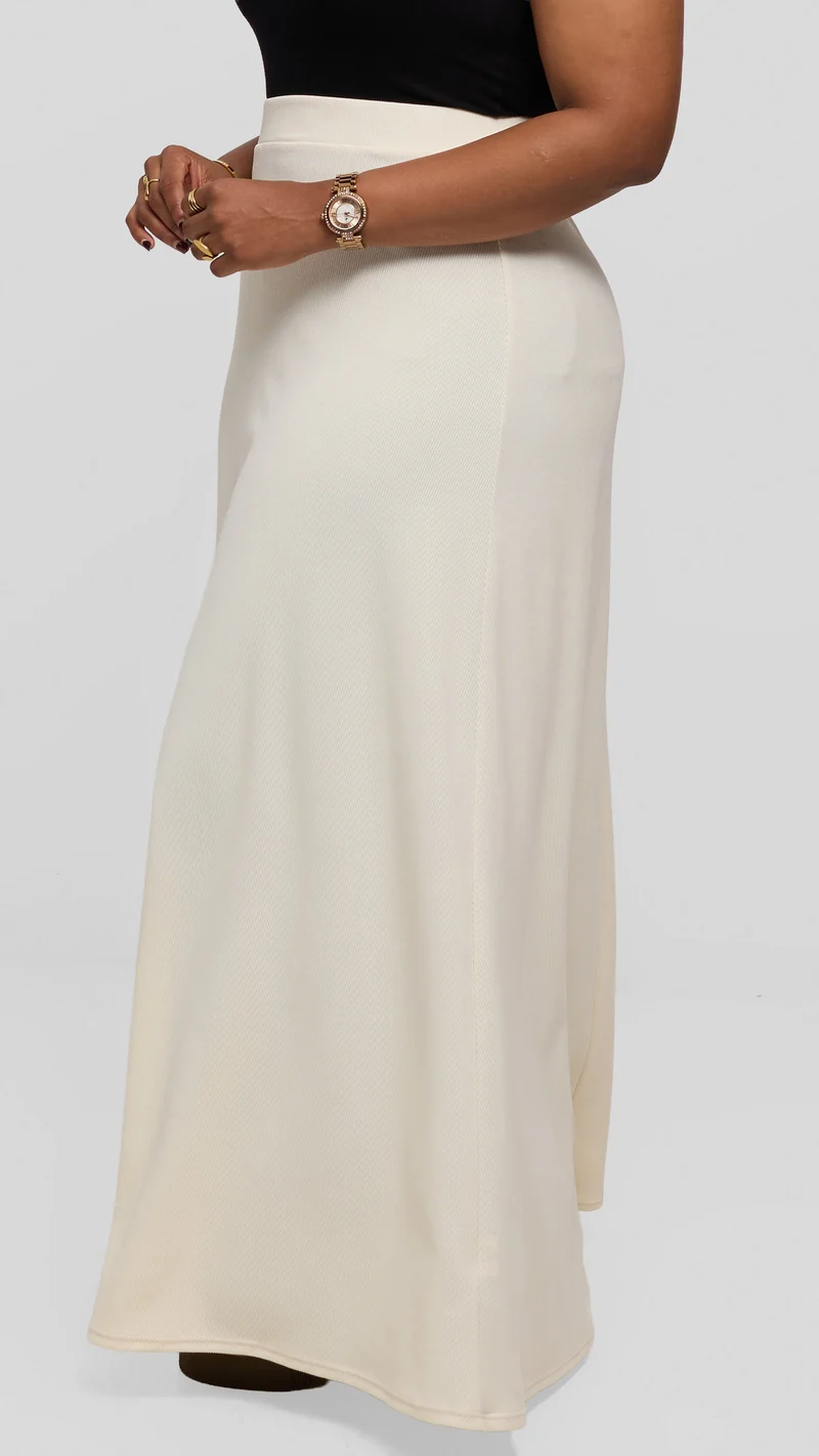 Vivo Tanda Maxi Skirt in Stretch Rib - Off White