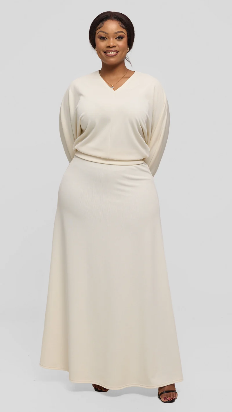 Vivo Tanda Maxi Skirt in Stretch Rib - Off White