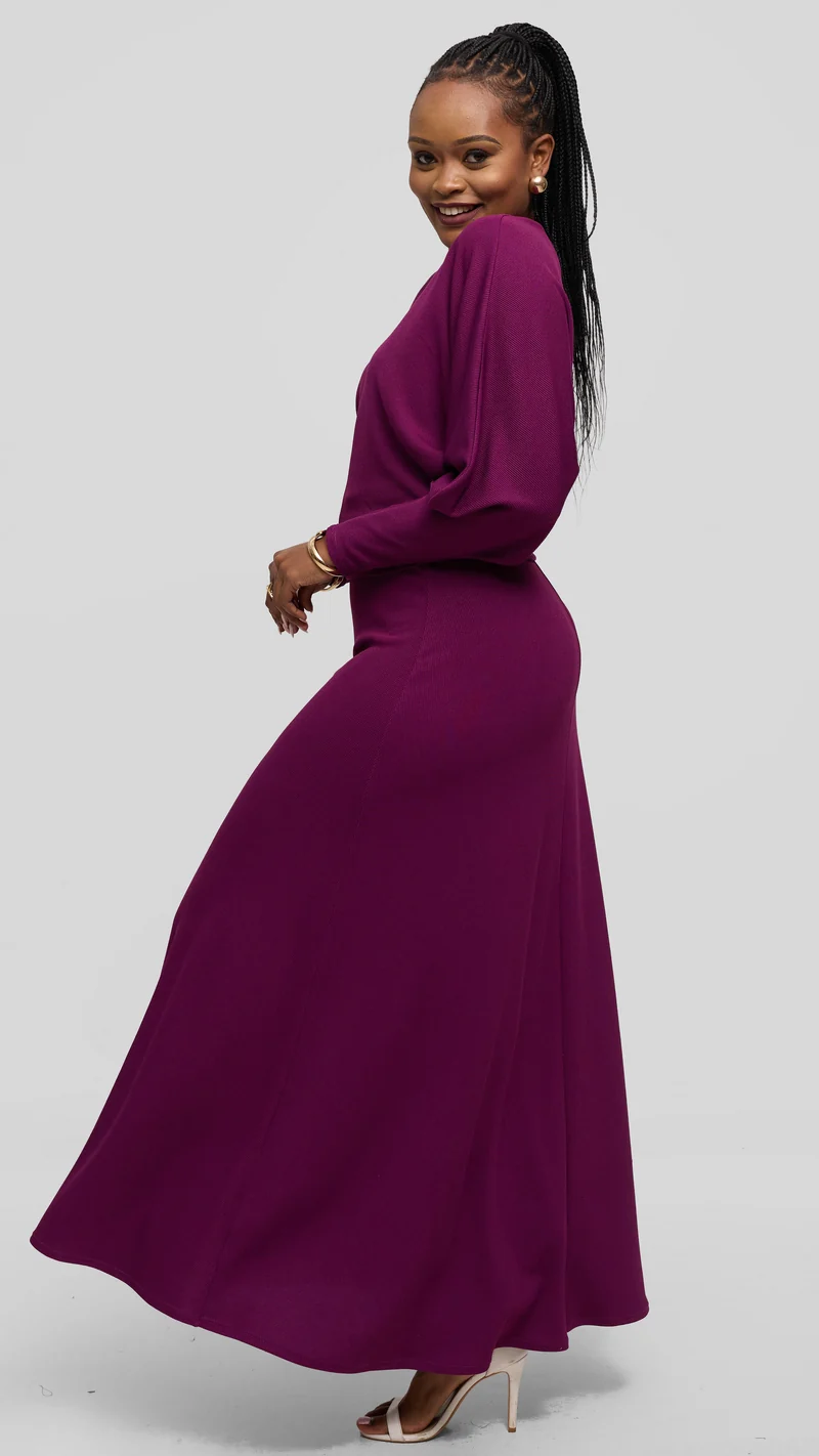 Vivo Tanda Maxi Skirt in Stretch Rib - Mulberry