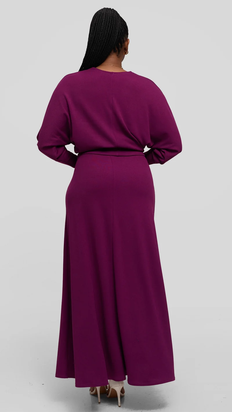 Vivo Tanda Maxi Skirt in Stretch Rib - Mulberry