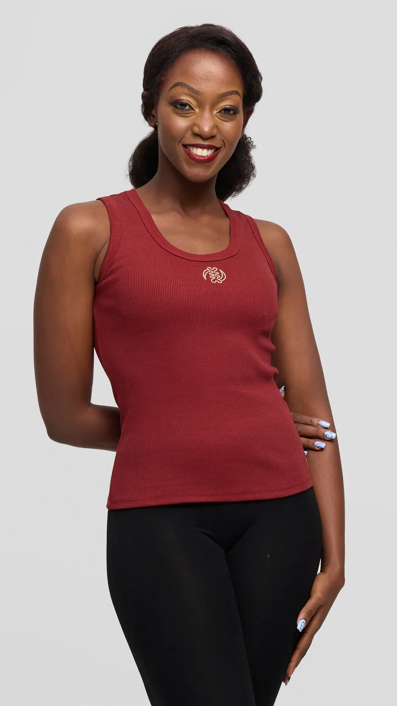Safari by Vivo Adinkra Top in Rib - Maroon
