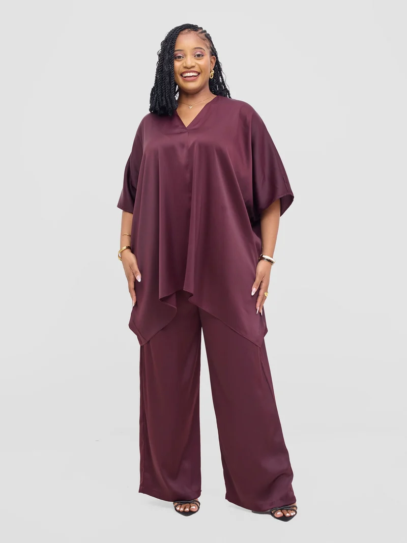 Vivo Isabi Loose Top In Chiffon- Chocolate