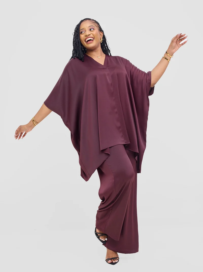 Vivo Isabi Loose Top In Chiffon- Chocolate
