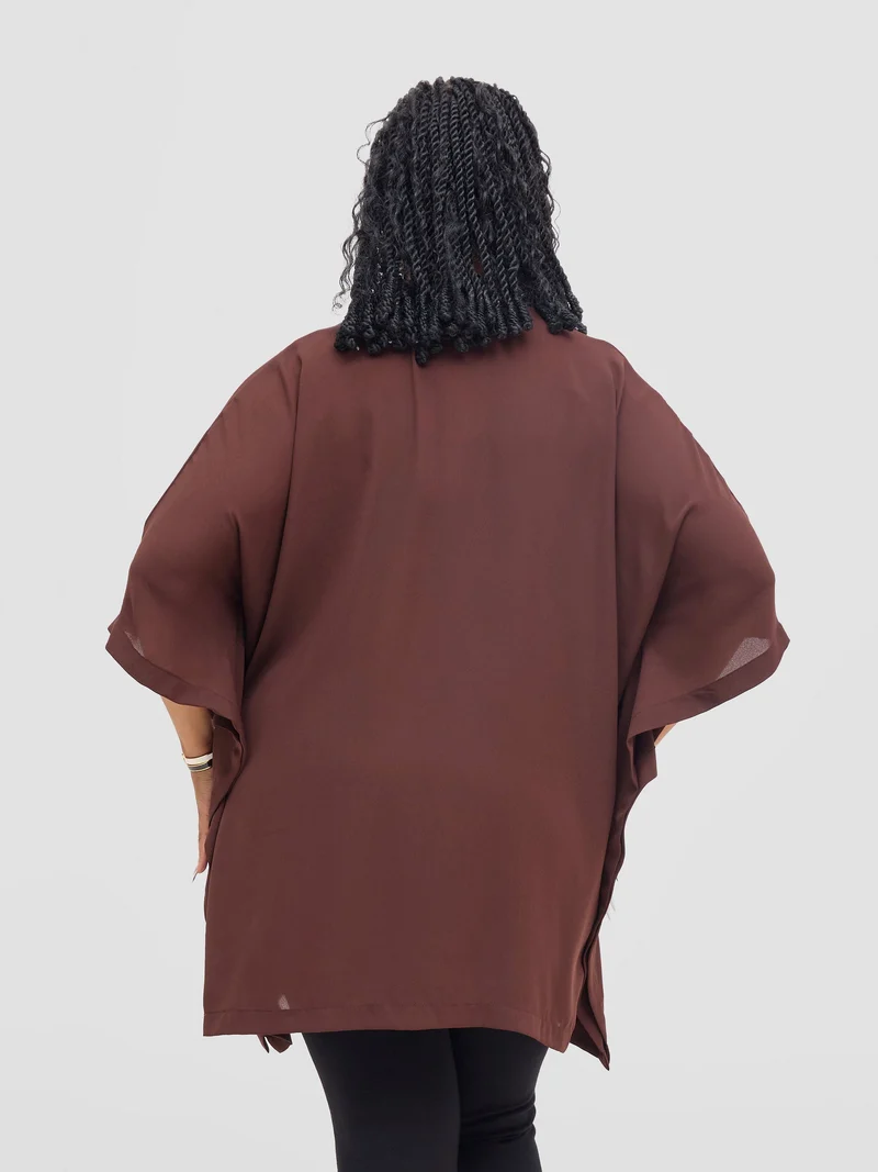 Vivo Isabi Loose Top In Chiffon- Chocolate