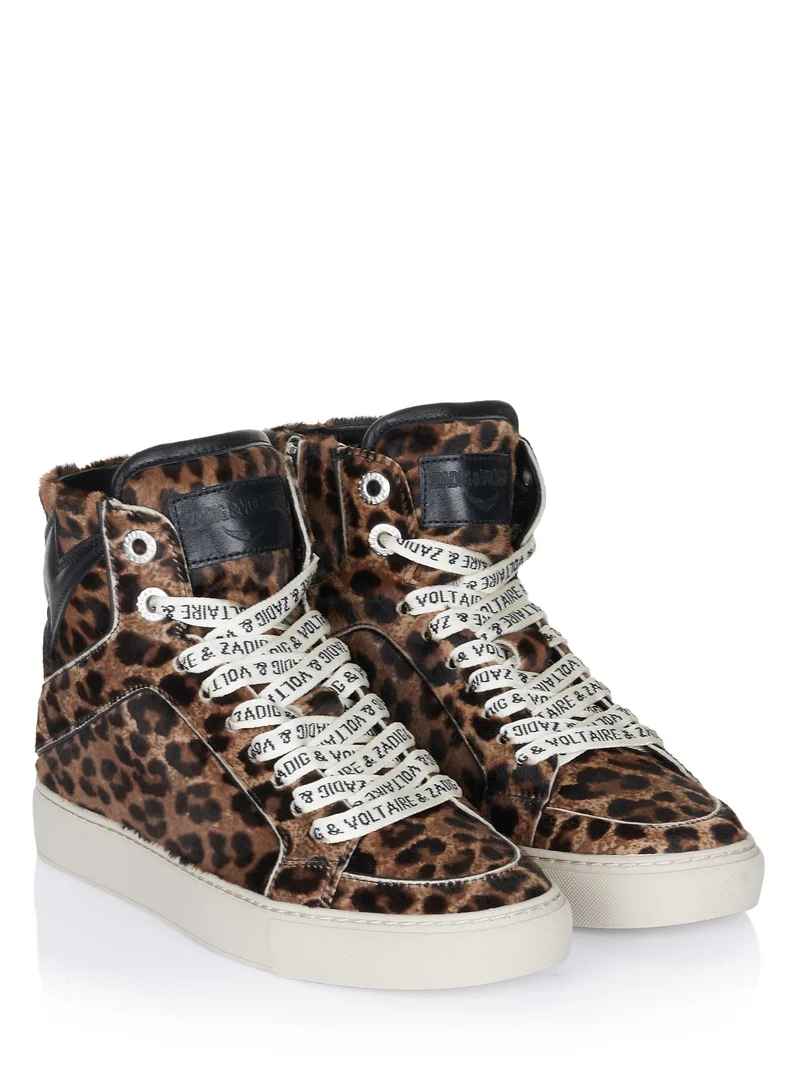 Zadig Voltaire High Flash Printed Cowskin Wit Schuhe braun