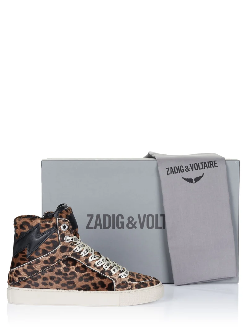 Zadig Voltaire High Flash Printed Cowskin Wit Schuhe braun