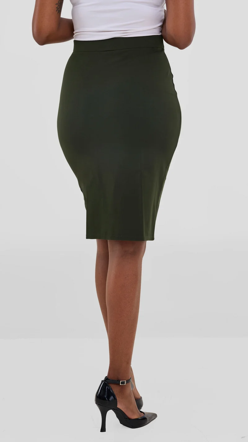 Vivo Nora Front Slit Knee Length Skirt - Hunters