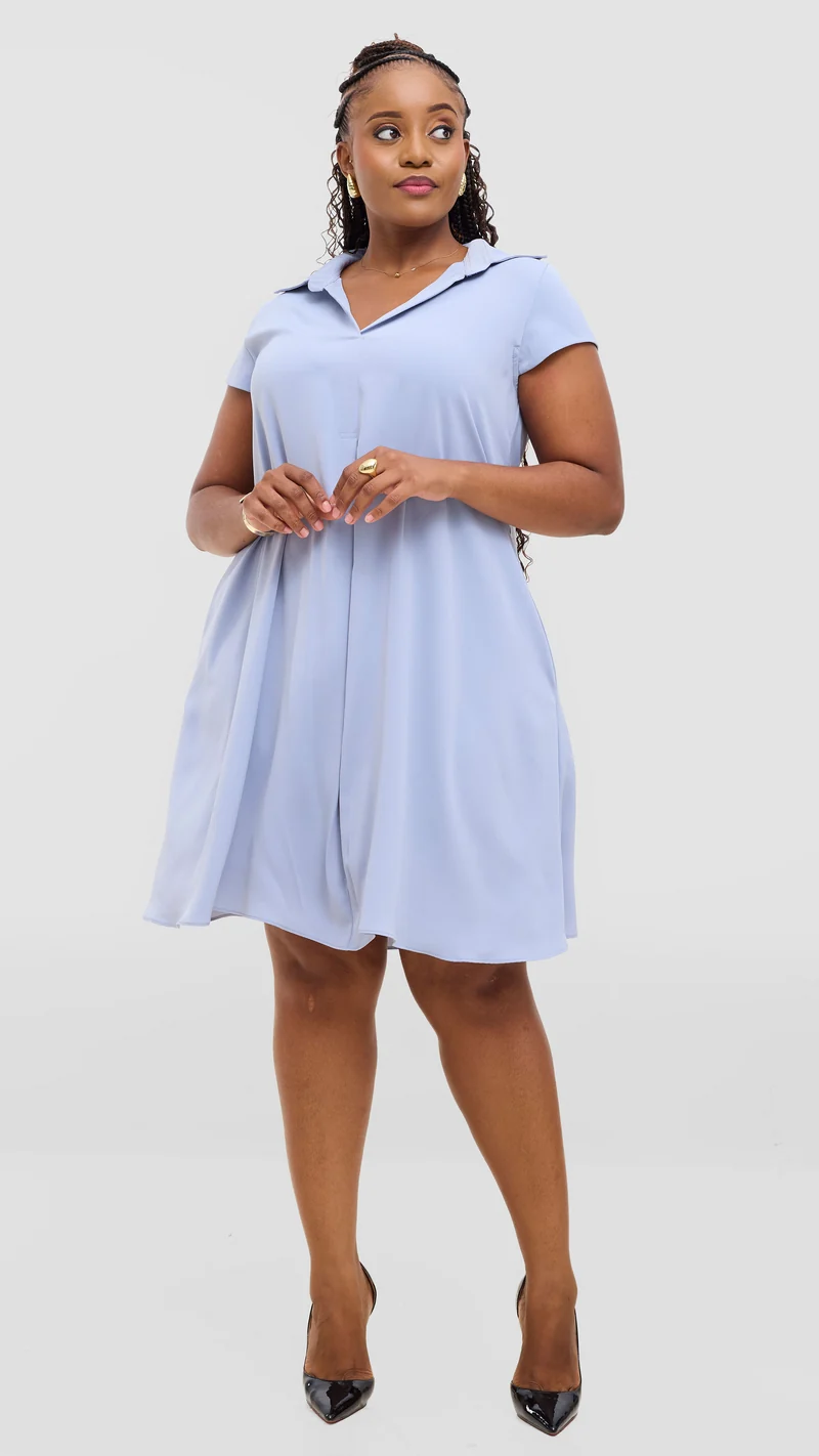 Vivo Yumi Cap Sleeve Dress In Crepe - Light Grey